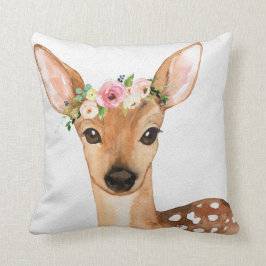 Boho Woodland Deer Baby Girl Nursery Floral Pillow Kussen