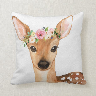 Boho Woodland Deer Baby Girl Nursery Floral Pillow Kussen