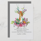 Boho Woodland Deer Floral Budget Wedding Invites (Voorkant / Achterkant)