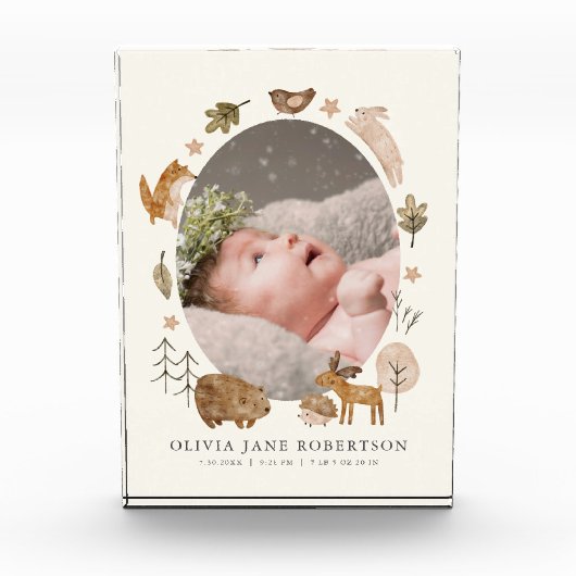 Boho Woodland Dieren Baby Fotoblok (Voorkant)
