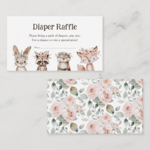 Boho Woodland Dieren Baby Shower Luiers Raffle Informatiekaartje