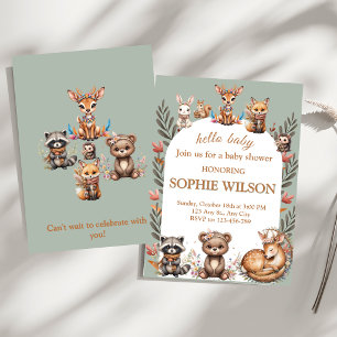 Boho Woodland Dieren Baby Shower Uitnodiging
