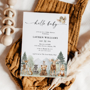 Boho Woodland Dieren Baby Shower Uitnodiging