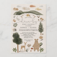 Boho Woodland Drive-By Baby shower Uitnodiging Kaa