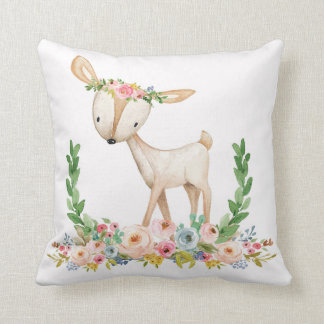 Boho Woodland Floral Deer Baby Girl Nursery Pillow Kussen