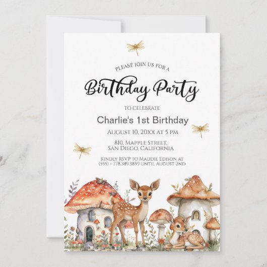 Boho Woodland Forest Animals 1e verjaardagsfeest Kaart (Voorkant)