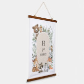 Boho Woodland Forest Animals Baby Monogram Hangend Wandkleed (Gebogen)