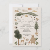 Boho Woodland Girl Baby shower carte d'invitation (Devant)