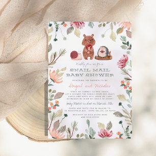 Boho Woodland Greenery Snail Mail Baby shower Kaart