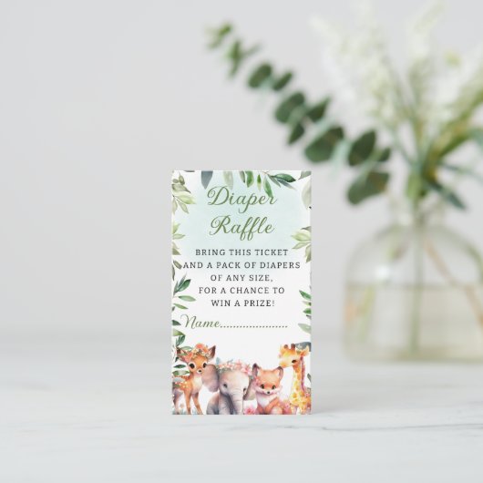 Boho Woodland groen Dieren Luier Raffle Kaart (Staand voorkant)
