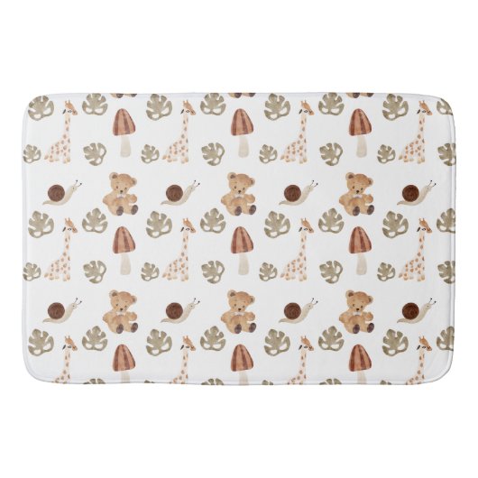 Boho Woodland Oerwoud Animal Pattern Badmat (Voorkant)