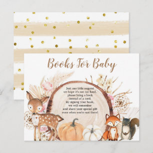 Boho Woodland Pompoen Boeken voor Baby Uitnodiging Briefkaart