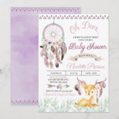Boho Woodland Purple Baby shower Invitation (Devant / Derrière)