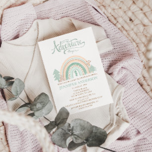 Boho Woodland Rainbow Gender Neutral Baby shower Kaart