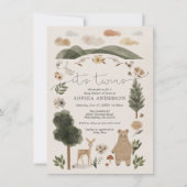 Boho Woodland Twins Baby shower carte d'invitation (Devant)