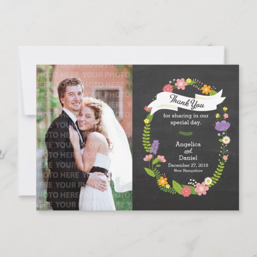 Boho Woodland Wreath op Chalkboard Wedding (Voorkant)