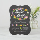 Boho Woodland Wreath op Chalkboard Wedding Kaart (Staand voorkant)