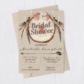 Boho WoodSlice Rustic Bridal Shower Invitation Kaart