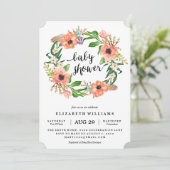 Boho Wreath Baby shower Invitation Kaart (Staand voorkant)