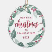 Boho Wreath Grootouders Eerste Kerstfoto Keramisch Ornament (Links)