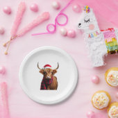 Boho Xmas Christmas Highland Cow T-Shirt (1) Papieren Bordje (Feest)