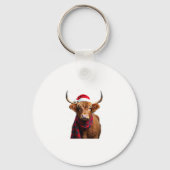 Boho Xmas Christmas Highland Cow T-Shirt (1) Sleutelhanger (Voorkant)