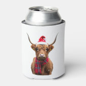 Boho Xmas Christmas Highland Cow T-Shirt (4) Blikjeskoeler (Blikje Voorkant)