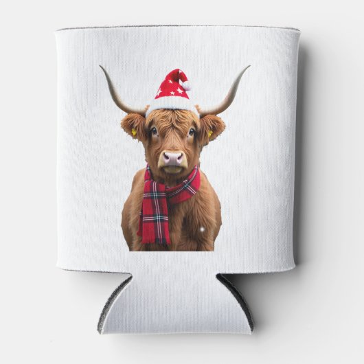 Boho Xmas Christmas Highland Cow T-Shirt (4) Blikjeskoeler (Voorkant)
