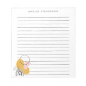 Boho Yellow Abstract Shapes Persoonlijk gelinkt Notitieblok (Voorkant)