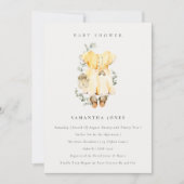 Boho Yellow Dress Foliage Girl Baby shower Invite Bedankkaart (Voorkant)