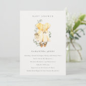 Boho Yellow Dress Foliage Girl Baby shower Invite Bedankkaart (Staand voorkant)