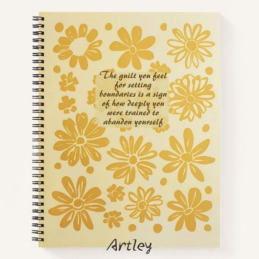 Boho Yellow Floral Timbre Custom Quote Journal