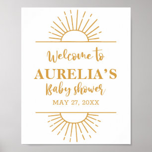 Boho Yellow Little Ray Sunshine On Way Baby shower Poster