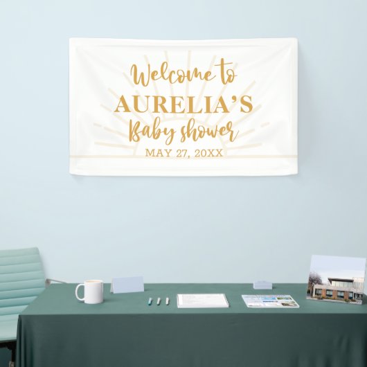 Boho Yellow Little Ray Sunshine On Way Baby shower Spandoek (Beurs)