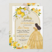 Boho Yellow Princess Mis Quince Anos Invitation (Devant / Derrière)