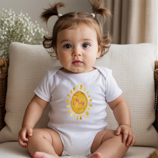 Boho Yellow Sun Personalized Name Romper
