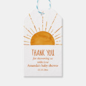 Boho Yellow Sunshine Baby shower Dank je wel Cadeaulabel (Voorkant)