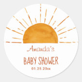 Boho Yellow Sunshine Baby shower Dank je wel Ronde Sticker (Voorkant)