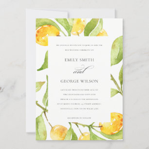 BOHO YELLOW WATERVERF FOLIAGE OLIVE WEDDING KAART