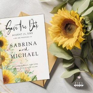 Boho Yellow Zonnebloemen Save the Date