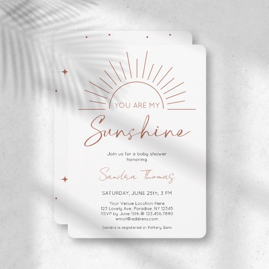 Boho You Are My Sunshine Baby shower Invitation