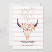 Boho Young Wild and Three Birthday Invitation (Devant)