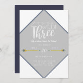 Boho Young Wild & Drie | 3e verjaardag feest Kaart (Voorkant / Achterkant)