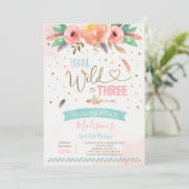 Boho Young Wild Et Trois Invitation Anniversaire (Debout devant)