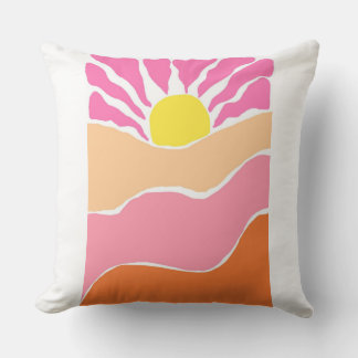 Boho zacht roze en oranje zonsondergang  kussen