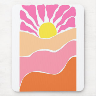 Boho zacht roze en oranje zonsondergang  muismat