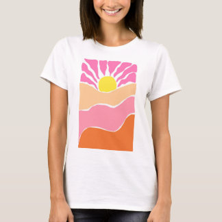 Boho zacht roze en oranje zonsondergang  t-shirt