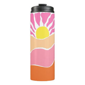 Boho zacht roze en oranje zonsondergang  thermosbeker