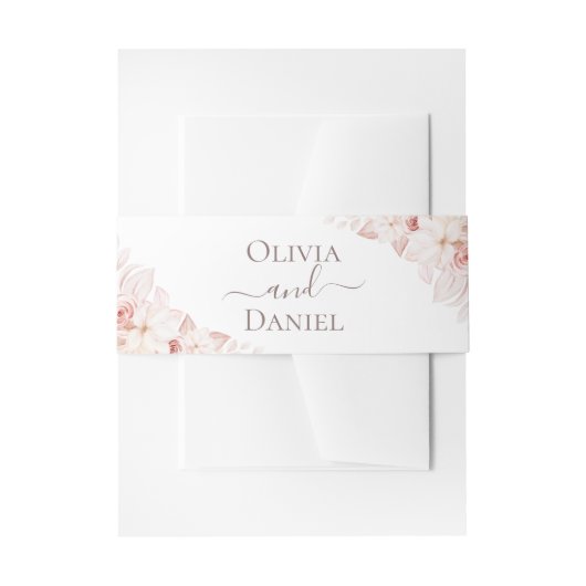 Boho Zachte Blozende Rozen Bruiloft Uitnodigingen Wikkel (Voorkant Voorbeeld)