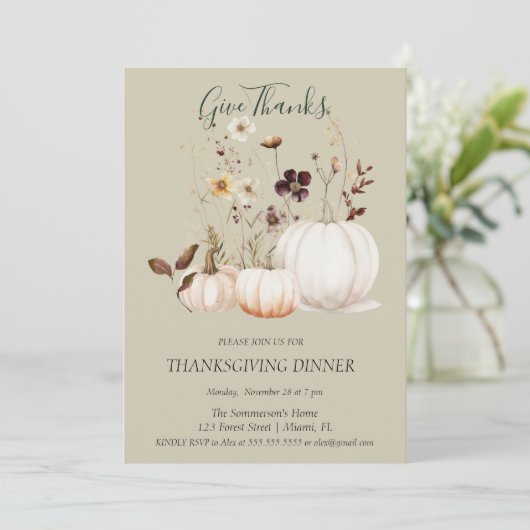 Boho Zachte Kleur Pompoen Geef Bedankt Kaart (Staand voorkant)